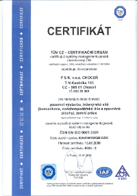 Certifikát ISO 9001:9002